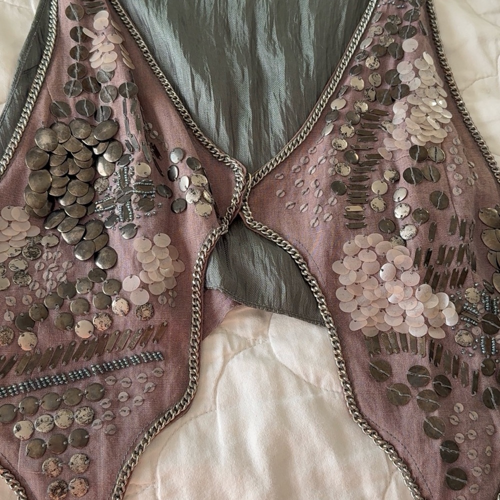 Embellished Vest with Sequins. Festival attire